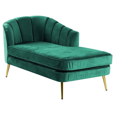 Left Hand Velvet Chaise Lounge Emerald Green ALLIER