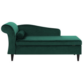 Left Hand Velvet Chaise Lounge Emerald Green LUIRO