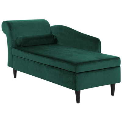 Left Hand Velvet Chaise Lounge Emerald Green LUIRO