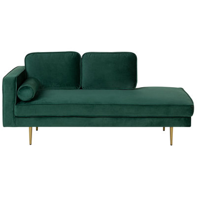 Left Hand Velvet Chaise Lounge Emerald Green MIRAMAS