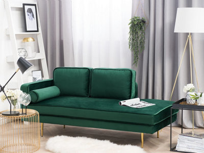 Left Hand Velvet Chaise Lounge Emerald Green MIRAMAS