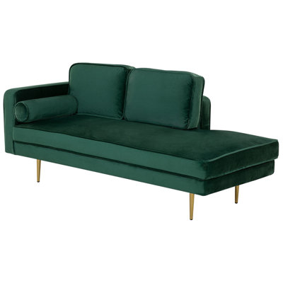 Left Hand Velvet Chaise Lounge Emerald Green MIRAMAS