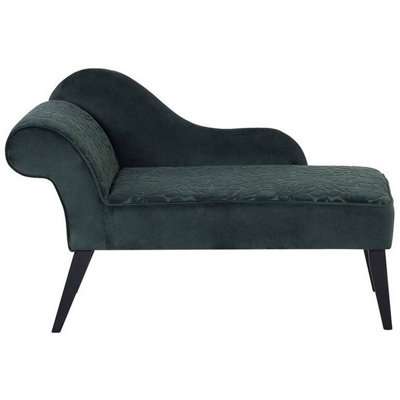 Left Hand Velvet Chaise Lounge Green BIARRITZ