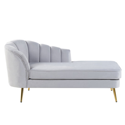 Left Hand Velvet Chaise Lounge Grey ALLIER