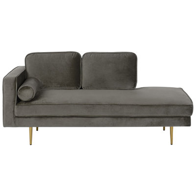 Left Hand Velvet Chaise Lounge Grey MIRAMAS