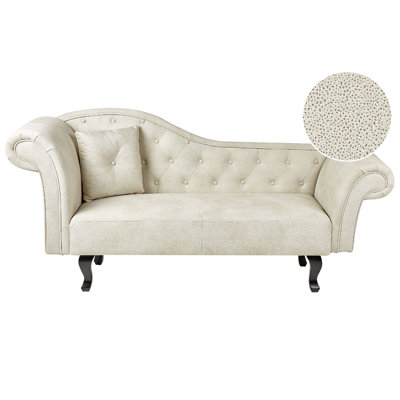 Left Hand Velvet Chaise Lounge Light Beige LATTES II