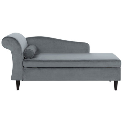 Left Hand Velvet Chaise Lounge Light Grey LUIRO