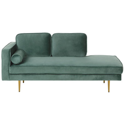 Left Hand Velvet Chaise Lounge Mint Green MIRAMAS