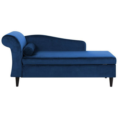 Left Hand Velvet Chaise Lounge Navy Blue LUIRO