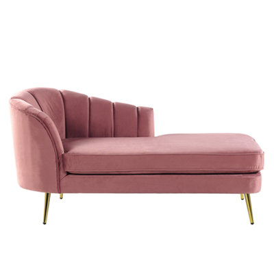 Left Hand Velvet Chaise Lounge Pink ALLIER