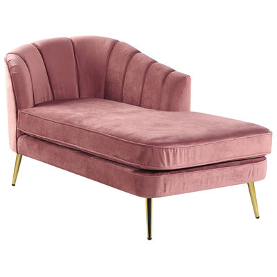 Left Hand Velvet Chaise Lounge Pink ALLIER