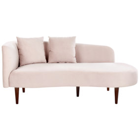 Left Hand Velvet Chaise Lounge Pink CHAUMONT