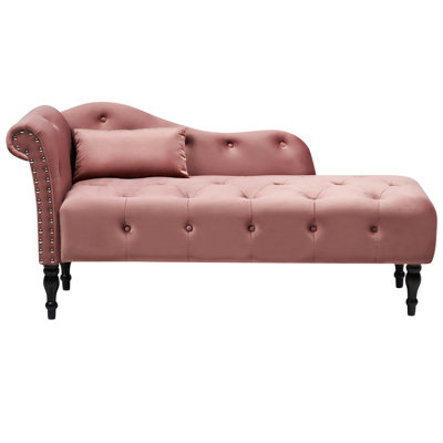 Left Hand Velvet Chaise Lounge Pink IVRY