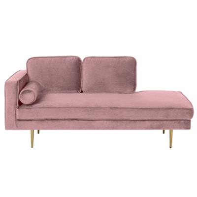 Left Hand Velvet Chaise Lounge Pink MIRAMAS | DIY at B&Q