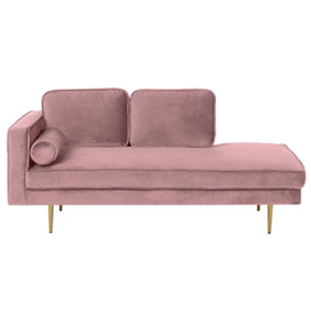 Left Hand Velvet Chaise Lounge Pink MIRAMAS