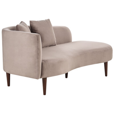 Left Hand Velvet Chaise Lounge Taupe CHAUMONT
