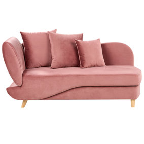 Left Hand Velvet Chaise Lounge with Storage Pink MERI II