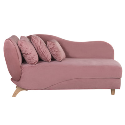 Left Hand Velvet Chaise Lounge with Storage Pink MERI | DIY at B&Q