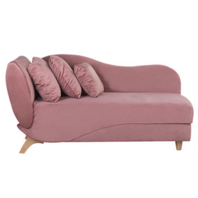 Left Hand Velvet Chaise Lounge with Storage Pink MERI