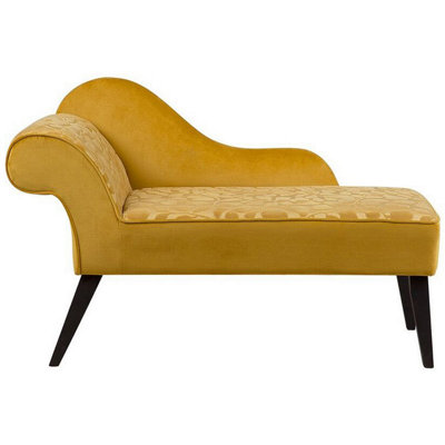 Left Hand Velvet Chaise Lounge Yellow BIARRITZ | DIY at B&Q