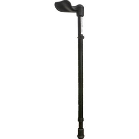 Left Handed Ergonomic Handled Walking Stick - Telescopic Height - Matt Black
