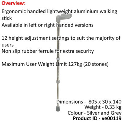 Left Handed Ergonomic Walking Stick with Adjustable Height - Perfect ...