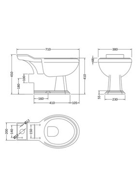 Legacy Traditional Close Coupled WC Toilet with Cistern, Handle & Seat - 855mm x 490mm - Balterley
