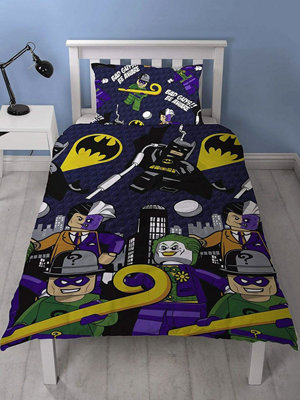 Lego DC Superheroes Challenge Single Duvet Cover Rotary Design DIY at B Q