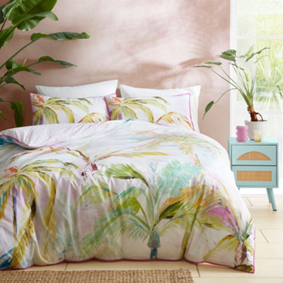 Leilani 100% Cotton Tropical Print Green Duvet Cover Set