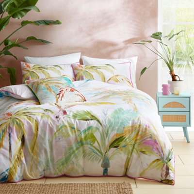Leilani 100% Cotton Tropical Print Green Duvet Cover Set