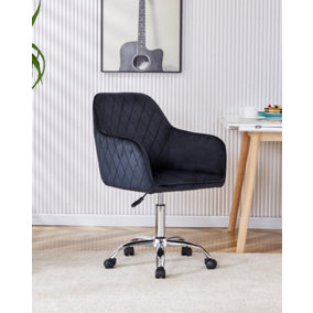 Leisure Office Chair, black velvet swivel with wheels desk computer