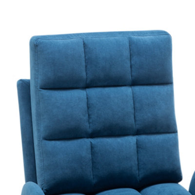 Leisure Recliner Armchair and Ottoman Set with Footstool and Metal Legs Blue