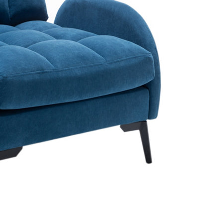 Leisure Recliner Armchair and Ottoman Set with Footstool and Metal Legs Blue
