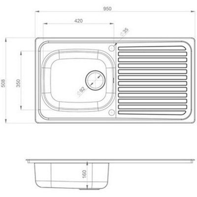 Leisure Sinks LR9501 Linear 950mm 1-Bowl Satin Stainless Steel Inset ...