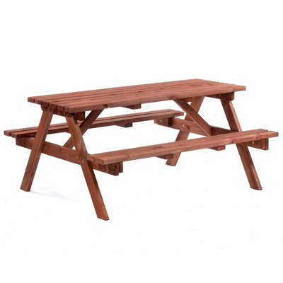 LeisureBench Chester 6 Seat A-Frame 150cm Picnic Table - Brown