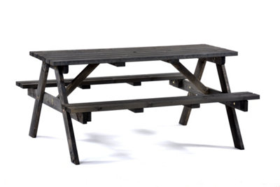LeisureBench Chester 6 Seat A-Frame 150cm Picnic Table - Dark Grey
