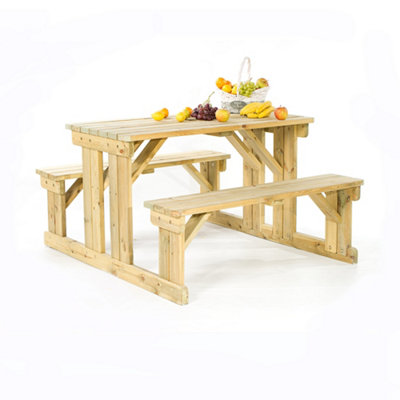 LeisureBench Guernsey 6 Seat Easy Access Walk-In Picnic Table 140cm - Green Pine