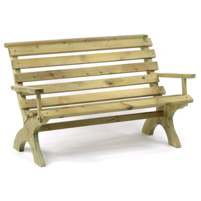 LeisureBench Lilly 2 Seat Wooden Ergonomic 125cm Garden Bench with Arms ...