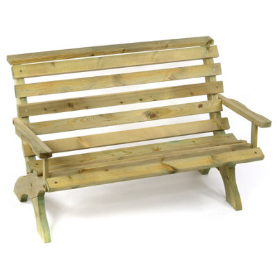 LeisureBench Lilly 2 Seat Wooden Ergonomic 125cm Garden Bench with Arms ...