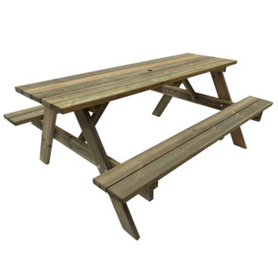 LeisureBench Tiptree 8 Seat Picnic Bench - Dip Treated Green Timber - 180cm