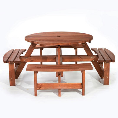 LeisureBench York Seat Round 180cm Picnic Table Durable Heavy