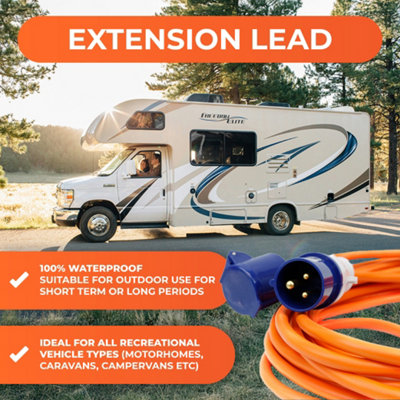 Leisurewize - Heavy Duty 230v Caravan Site Extension Lead, Bright ...