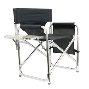 Leisurewize Outdoor Camping Picnic Travel Sports Directors Chair with Side Table - Charcoal