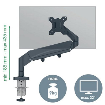 Leitz Ergo Space Saving Single Monitor Arm, TÜV and IGR Certified, Versatile Fold Flat Arms, Dark Grey Monitor Arm for Up to 32"