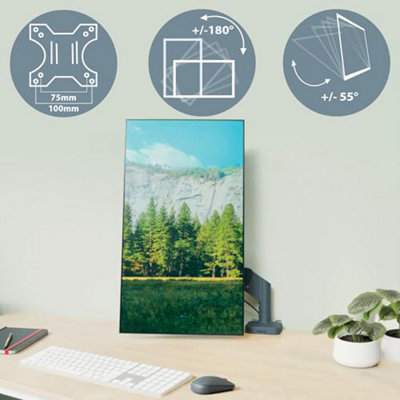 Leitz Ergo Space Saving Single Monitor Arm, TÜV and IGR Certified, Versatile Fold Flat Arms, Dark Grey Monitor Arm for Up to 32"