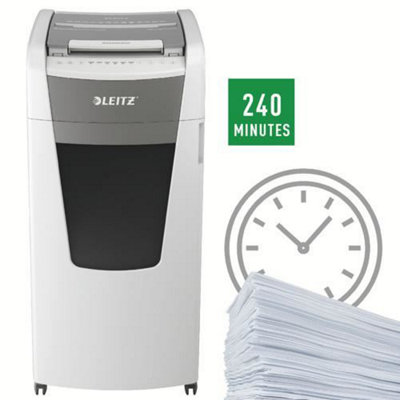 Leitz IQ Auto Feed White Office Cross Cut Paper Office Shredder P4 110 Litre