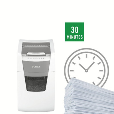 Leitz IQ Auto Feed White Office Micro Cut Paper Office Shredder P5 44 Litre