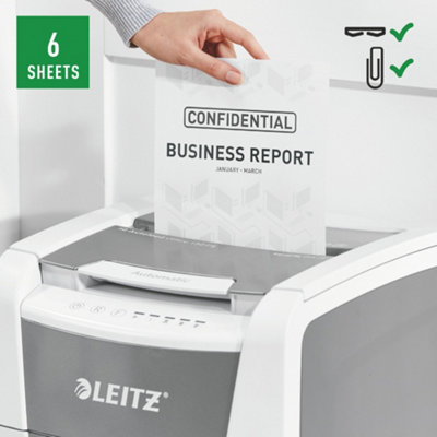 Leitz IQ Auto Feed White Office Micro Cut Paper Office Shredder P5 44 Litre