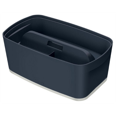 Leitz MyBox Cosy Storage Box with Organiser Tray Small in Velvet Gey