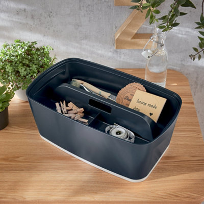 Leitz MyBox Cosy Storage Box with Organiser Tray Small in Velvet Gey